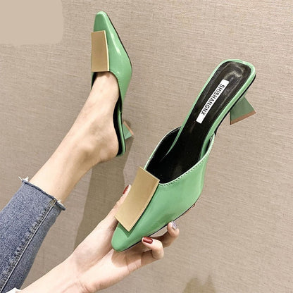 Amozae Green HOT Summer Pointed toe heel High Heels Sandals lady Pumps slip on Shoes   Women party shoes Wedding Slingbacks classics