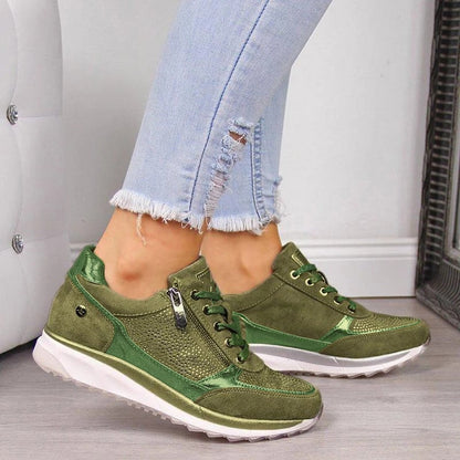 antmvs Women Casual Shoes New Fashion Wedge  Flat Shoes Zipper Lace Up Comfortable Ladies Sneakers Female Vulcanized Shoes