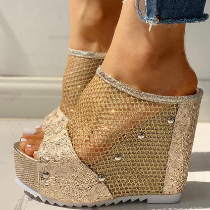 Amozae New INS Hot Summer Fashion High Heels Sandals Summer Casual Mesh Sandals Women Cool High Platform Shoes Woman