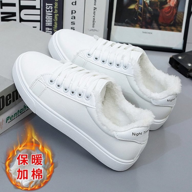 Women Sneakers  Fashion Breathble Vulcanized Shoes Women Pu leather Platform Shoes Women Lace up Casual Shoes White