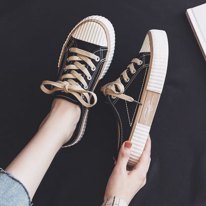 antmvs  Low-cut Canvas Shoes for Women  Autumn New Fashion Vulcanized Shoes female Flats Casual Sneakers Lace-Up Little White Shoes