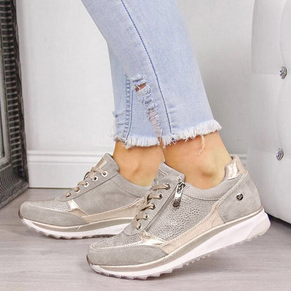 antmvs Women Casual Shoes New Fashion Wedge  Flat Shoes Zipper Lace Up Comfortable Ladies Sneakers Female Vulcanized Shoes