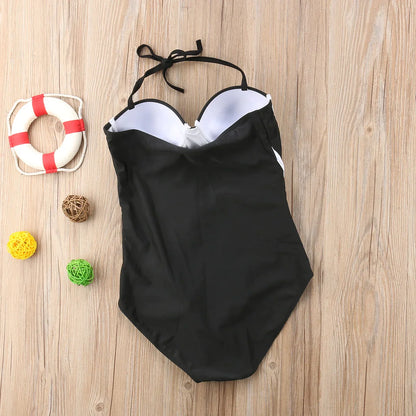 antmvs- Women Strapless Patchwork Body Push Up Swimwear Lady Beachwear 1 Piece Swimsuit Bodysuit Swimming Bathing Suit