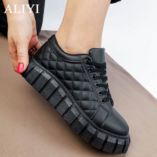 antmvs  Autumn Black Sneakers Women  New Fashion Lace Up Ladies Comfy Flat Casual Shoes 43 Big Size Female Outdoor Sport Shoes