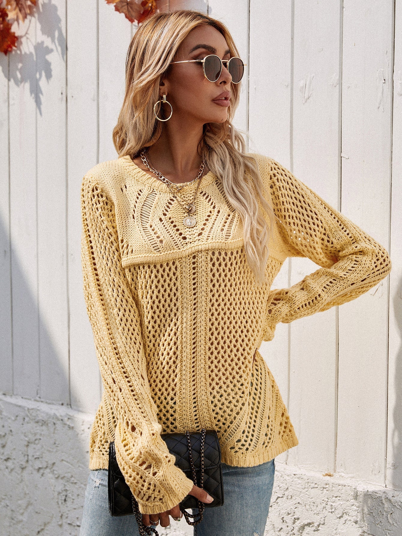 Fall Ahead Hollow-out Sweater