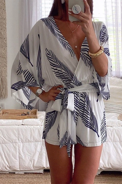 Antmvs Plantain Leave Batwing Romper