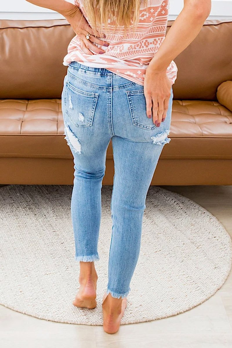 Antmvs Denim Hole Ripped Skinny Pants