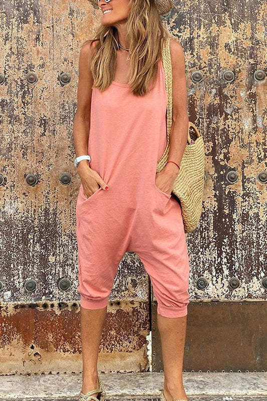 Antmvs Solid Pocket Casual Sling Jumpsuit