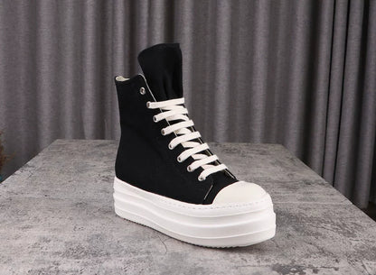 Back to school antmvs  Owen Seak Women Canvas Shoes Luxury Trainers Platform Boots Lace Up Sneakers Casual Height Increasing Zip High-TOP Black Shoes 0823