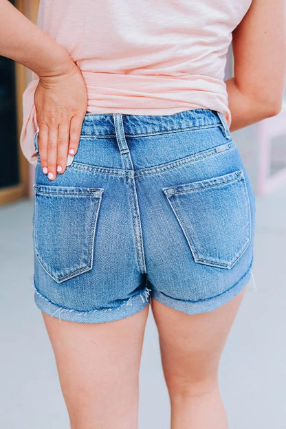 Antmvs Denim High Waist Ripped Shorts