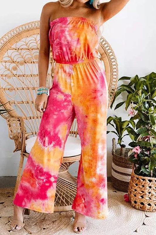 Antmvs Tie Dye Tub Wide Leg Jumpsuit