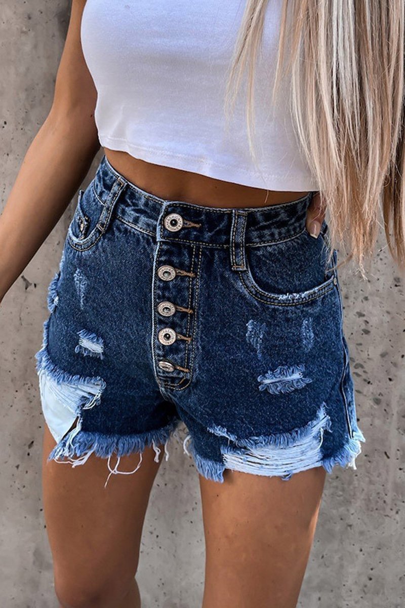 Antmvs Denim Burrs High Waist Shorts