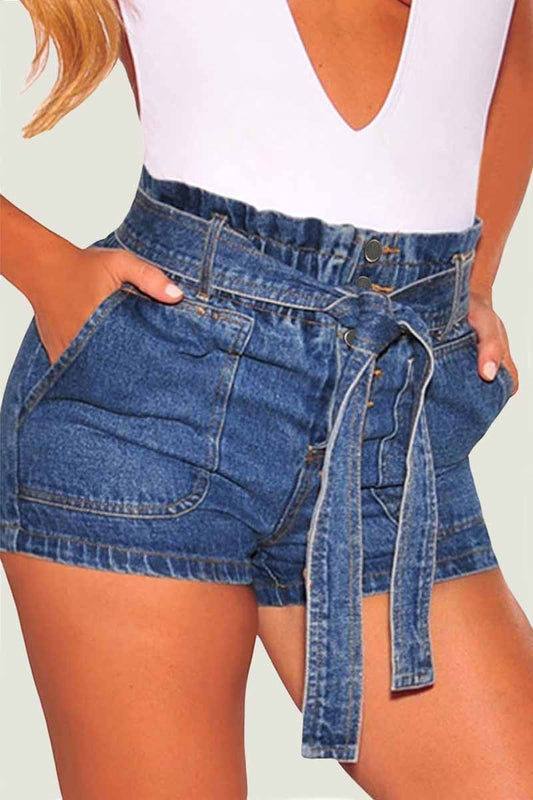 Antmvs Fashion Lace-up Denim Shorts