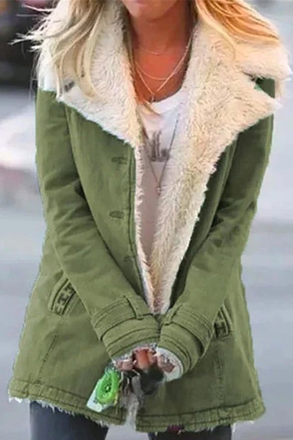 Sale Casual Winter Solid Color Warm Jacket