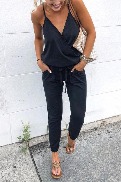 Antmvs Sling V Neck Jumpsuit