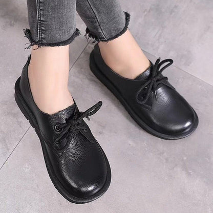 antmvs Women Oxfords Spring/Autumn Flat Shoes for Women Artificial Leather Casual Flats Ladies Lace Up Solid Chaussure Femme