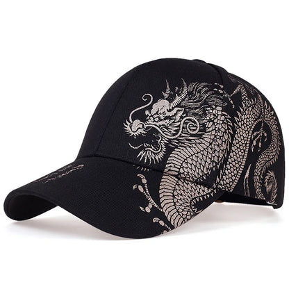 antmvs-Dragon Pattern Men's Trendy Handsome Peaked Cap Cool Hip Hop Baseball Hat