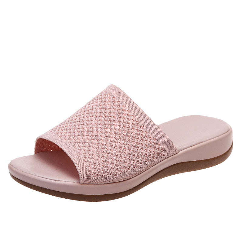 antmvs  New Summer Flying Woven Flat Non-slip Casual Breathable Outdoor Beach Comfortable Women's Slippers or Indoor Home Shoes