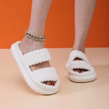 antmvs- rNew Women Home Slippers Open-Toe Cross Band Linen Soled Indoor Slides Linen Soled Non-Slip Bathroom Slippers