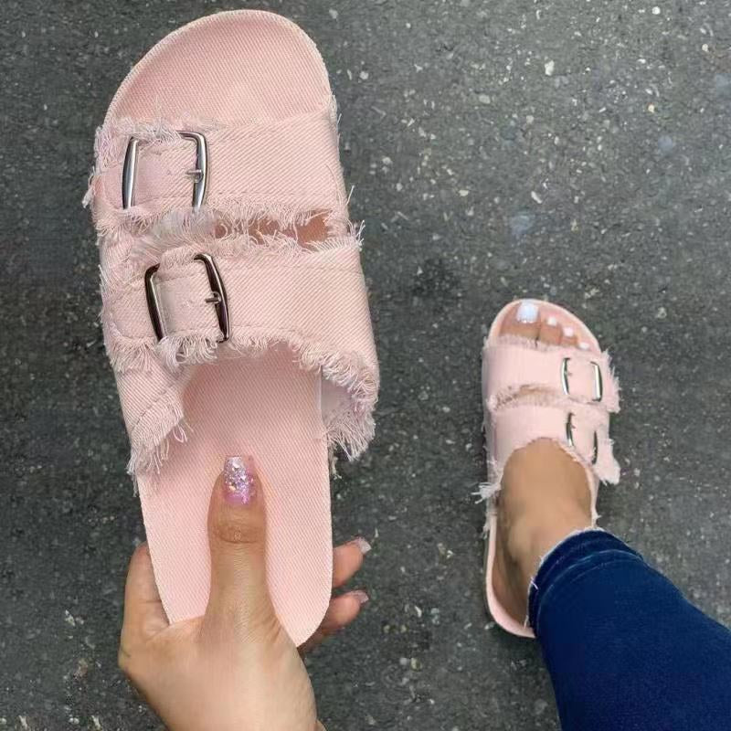 antmvs New Shoes Women Comfortable Sandals Ladies Slip-on Wedge Sandals Sports Beach Walk Shoes Summer Fashion Denim Casual Sandalias