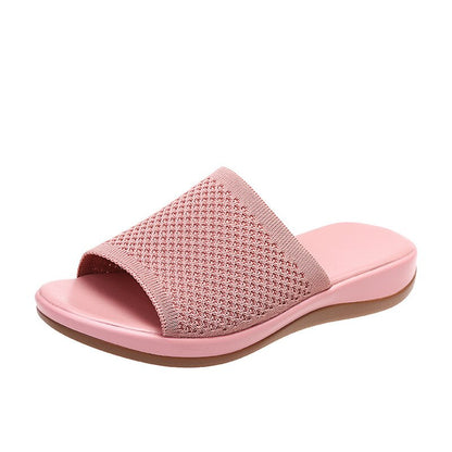 antmvs  New Summer Flying Woven Flat Non-slip Casual Breathable Outdoor Beach Comfortable Women's Slippers or Indoor Home Shoes