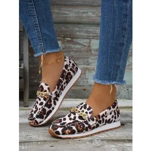 antmvs-35-43 Plus Size Women Casual Slip on Loafers Autumn Non-slip Soft Shoes Female Leopard Print Comfortable Sneakers Woman Shoes