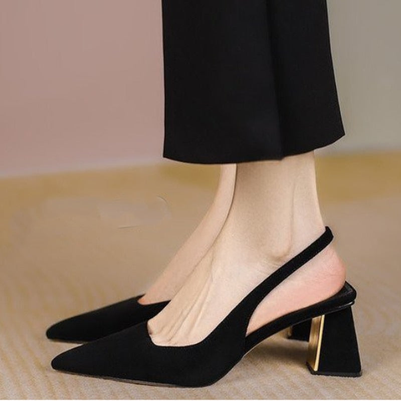 Amozae Women Pumps Hot Sale Black High Heels Shoes Sandals Summer   New Party   Thick Mules Shoes Slippers Ladies Wedding Zapatos