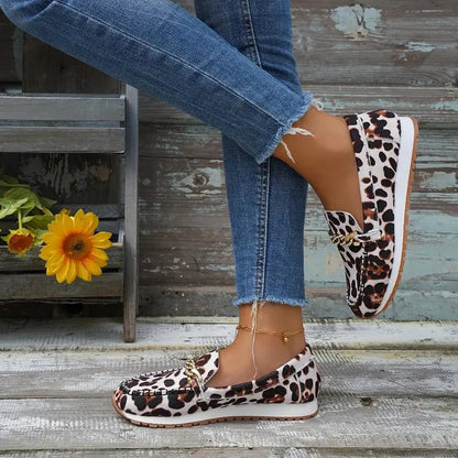 antmvs-35-43 Plus Size Women Casual Slip on Loafers Autumn Non-slip Soft Shoes Female Leopard Print Comfortable Sneakers Woman Shoes