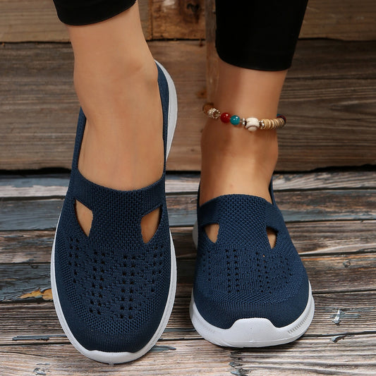 antmvs Soft Bottom Knitted Flat Shoes for Women  Summer Breathable Mesh Slip On Sneakers Woman Non Slip Light Casual Loafers 36-42