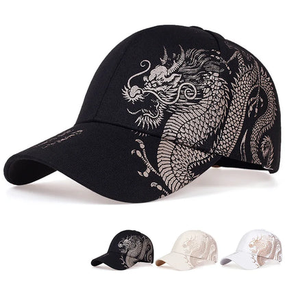 antmvs-Dragon Pattern Men's Trendy Handsome Peaked Cap Cool Hip Hop Baseball Hat