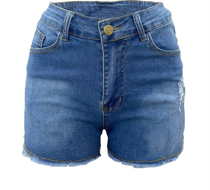 antmvs-Large Size Sexy Ripped Denim Shorts Girl New High Waist Skinny Hips Stretch Leg Length Tight Tight Stretch Hips Jeans Women