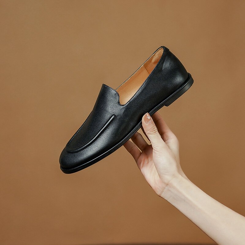 antmvs  new Women pumps natural leather 22-25cm cowhide+pigskin full leather round toe soft leather brush off Vintage women shoes