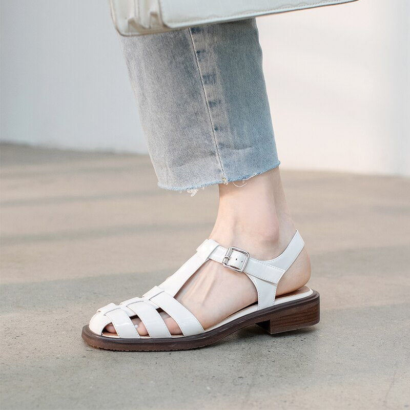 antmvs  new Women sandals natural leather 22-25cm cowhide+pigskin+sheepskin full leather Vintage Roman sandals fashion women shoes