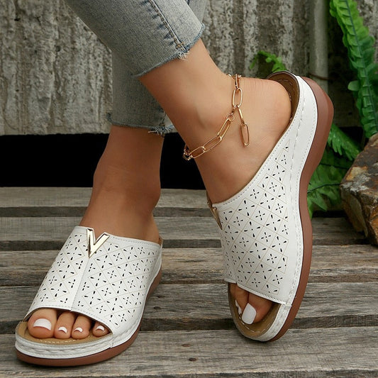 antmvs Summer Platform Slippers for Women  Fashion Metal Decoration Wedge Sandals Woman Non Slip Beach Flip Flops Plus Size