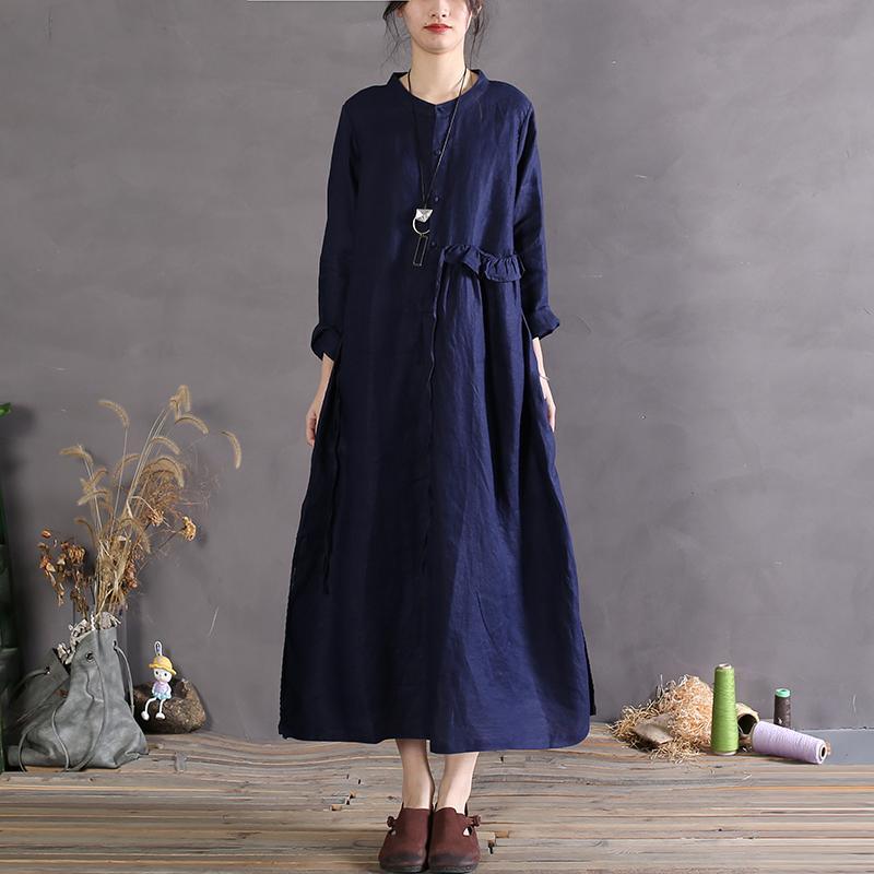 Stylish 2021 Linen Dresses Oversize Vintage Sundress Short Sleeve Maxi Dress