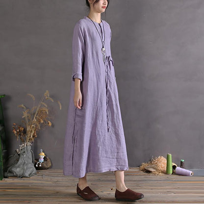 Stylish 2021 Linen Dresses Oversize Vintage Sundress Short Sleeve Maxi Dress