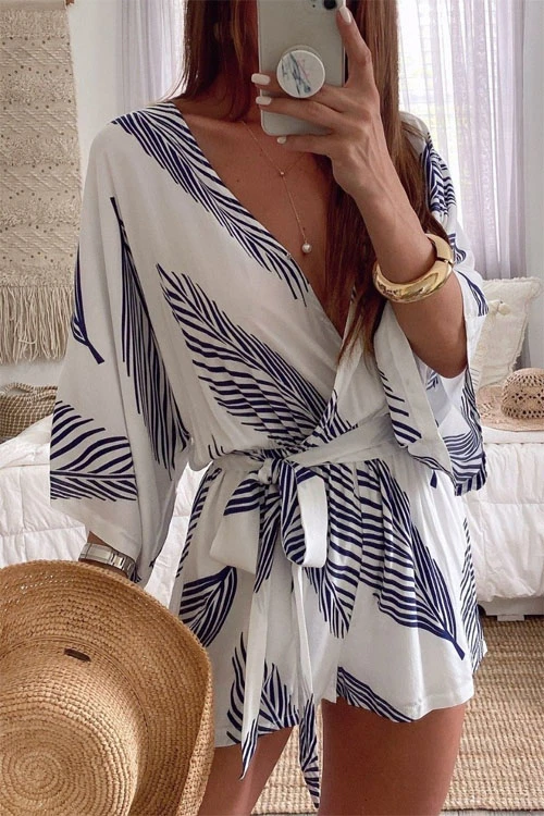 Antmvs Plantain Leave Batwing Romper