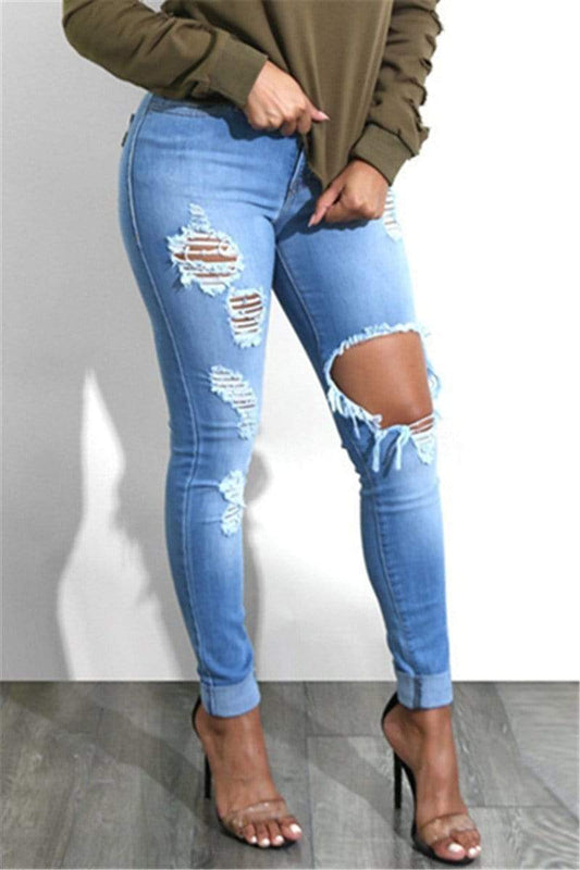 Antmvs Fashion Sexy Ripped Skinny Jeans