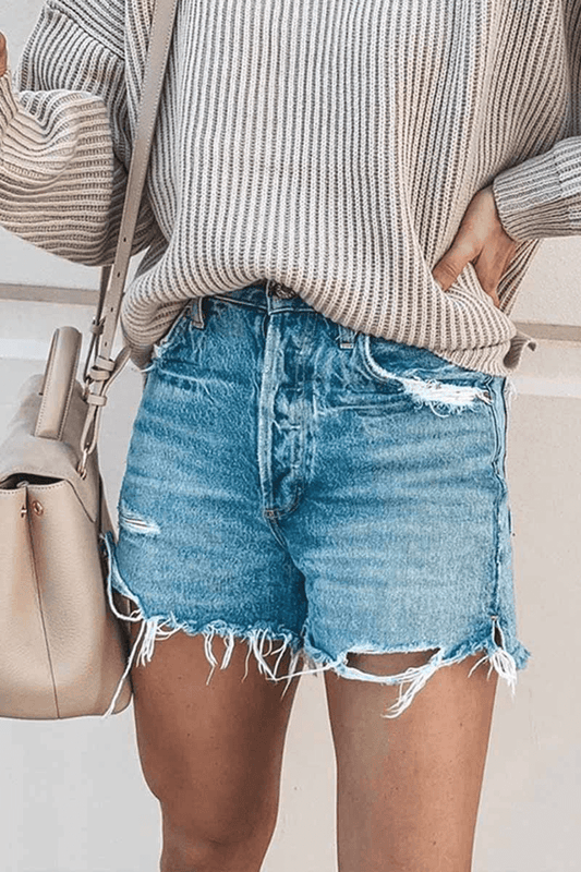 Antmvs Casual Bibbed Jeans Shorts