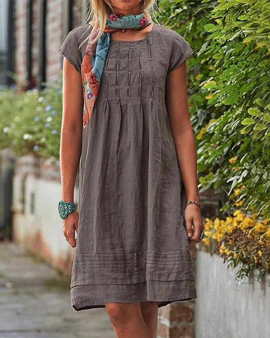 Vintage Casual Solid Linen Women Dresses