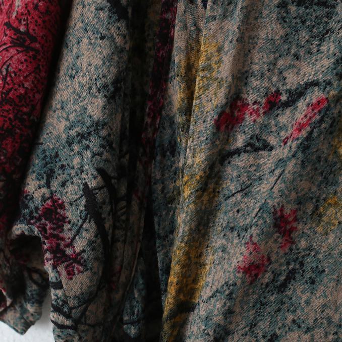 baggy prints long cotton dress trendy plus size elastic waistlinen clothing dress boutique big hem maxi dress
