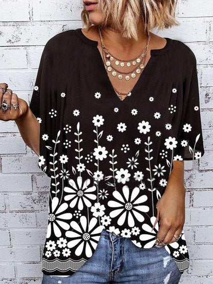 Shift Holiday Floral V Neck Shirts & Tops