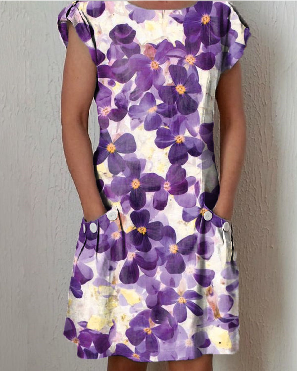 Sleeveless Printed Pocket Midi Dress