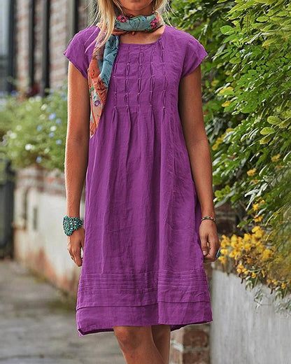 Vintage Casual Solid Linen Women Dresses