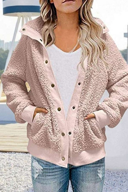 Casual Loose Fleece Button Winter Jacket