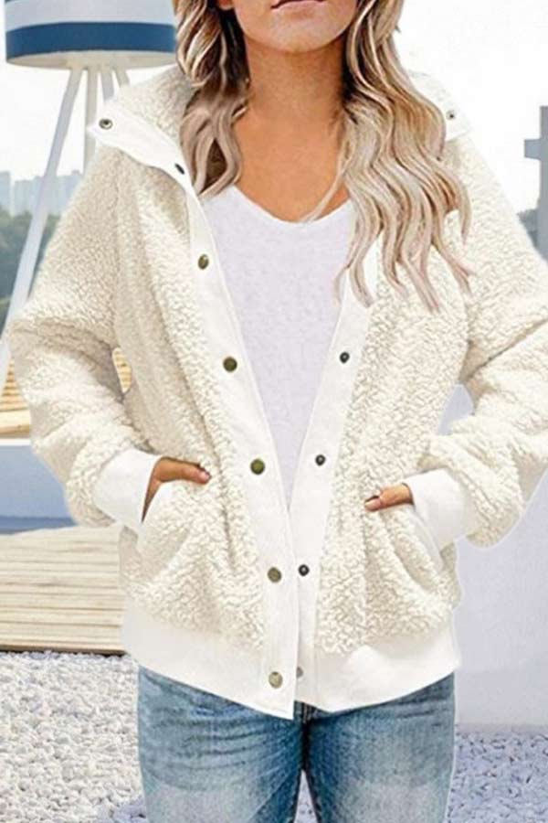 Casual Loose Fleece Button Winter Jacket