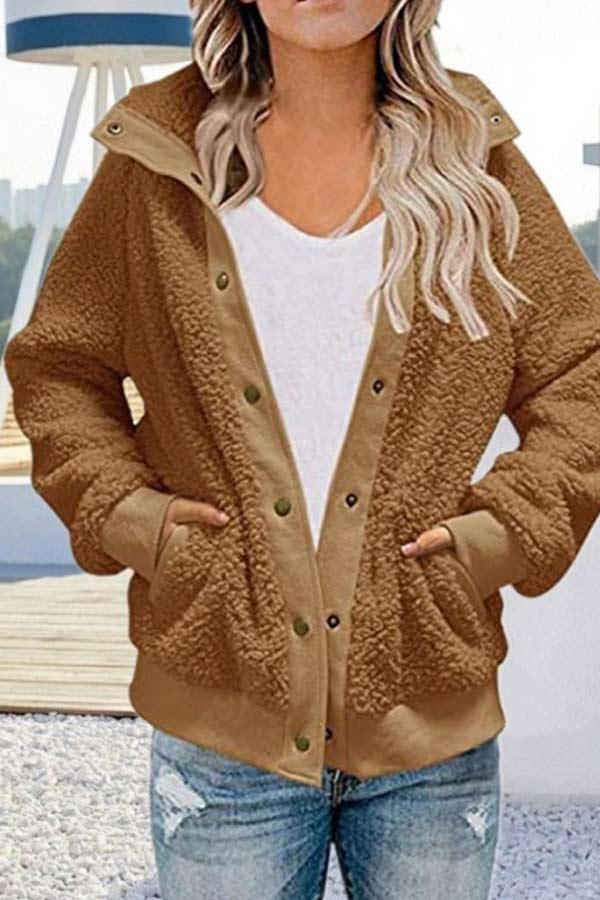 Casual Loose Fleece Button Winter Jacket