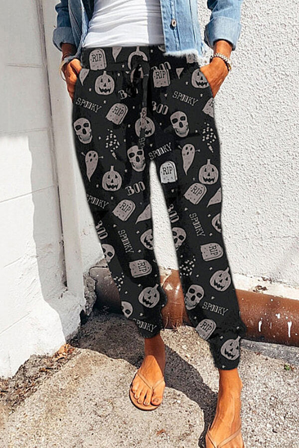 Antmvs Casual Regular Print Loose Trousers