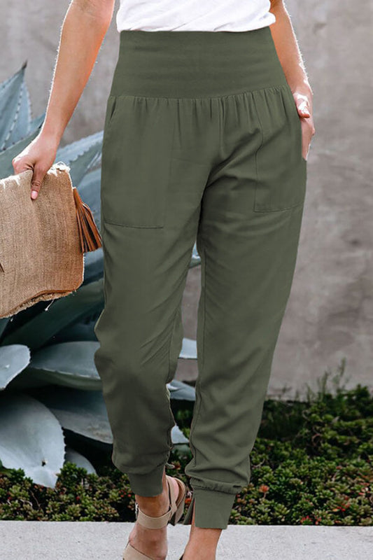 Antmvs Casual Solid Color Slit Pants