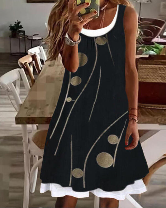 Sexy Round Neck Loose Printed Dress